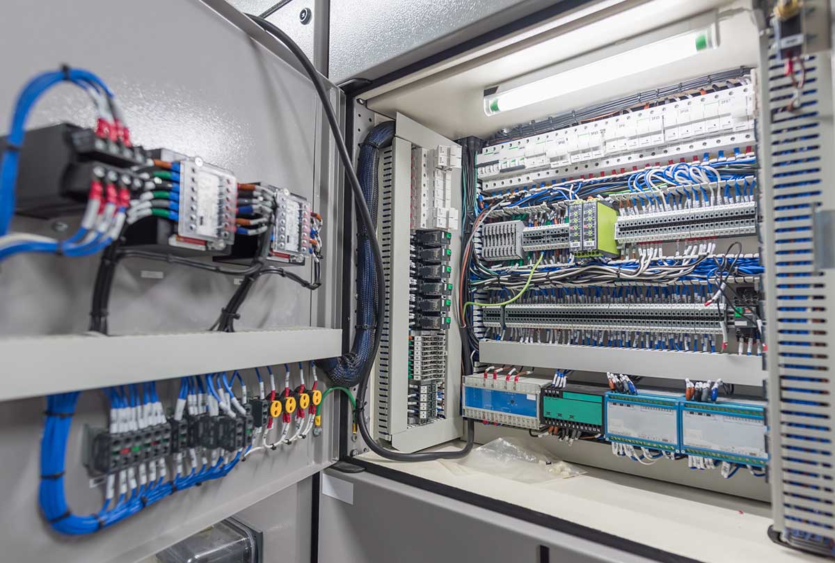 Electrical switch panel of switchgear room at power plant.